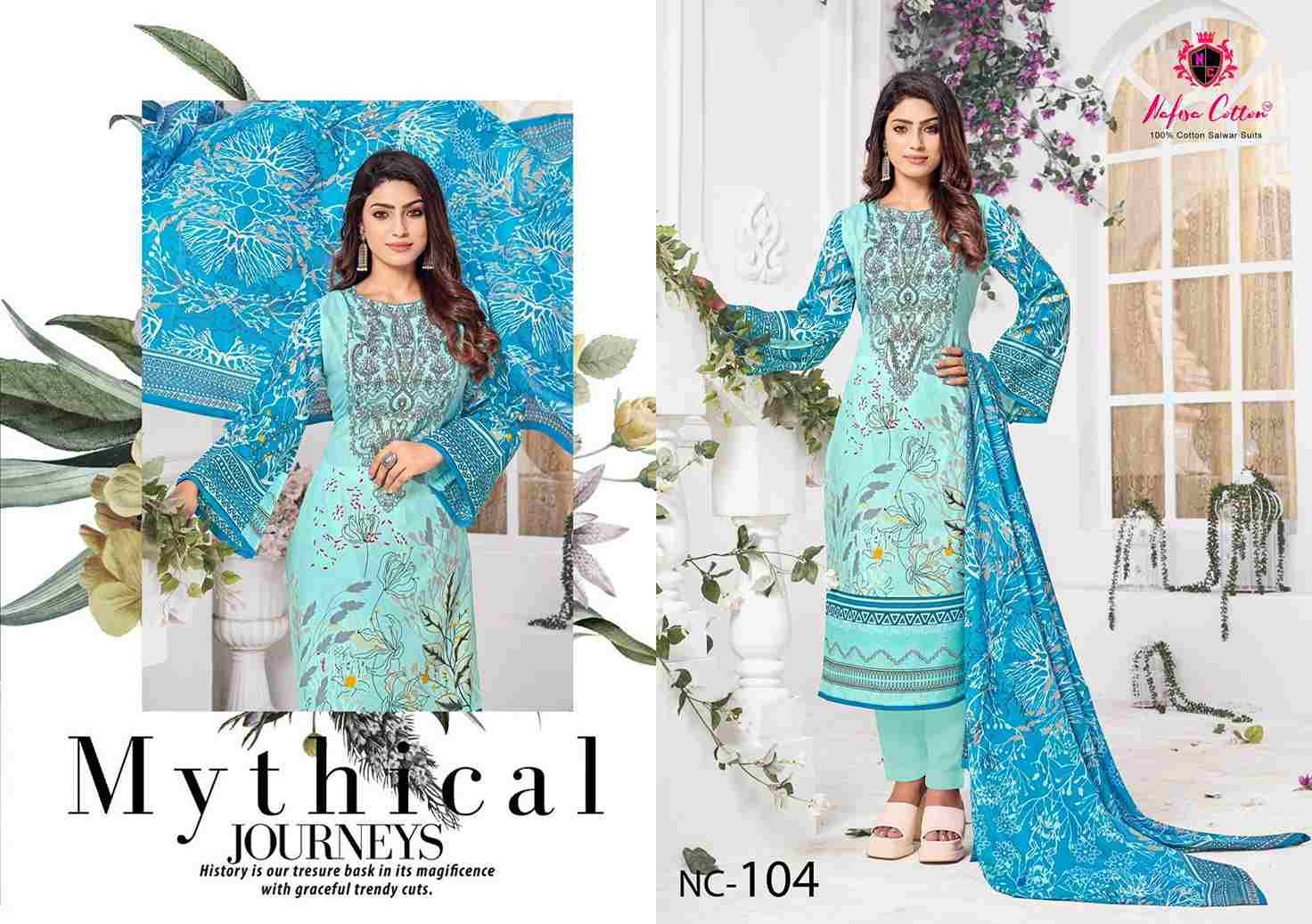 Andaaz By Nafisa Cotton 101 To 106 Series Beautiful Suits Colorful Stylish Fancy Casual Wear & Ethnic Wear Pure Cotton Print Dresses At Wholesale Price