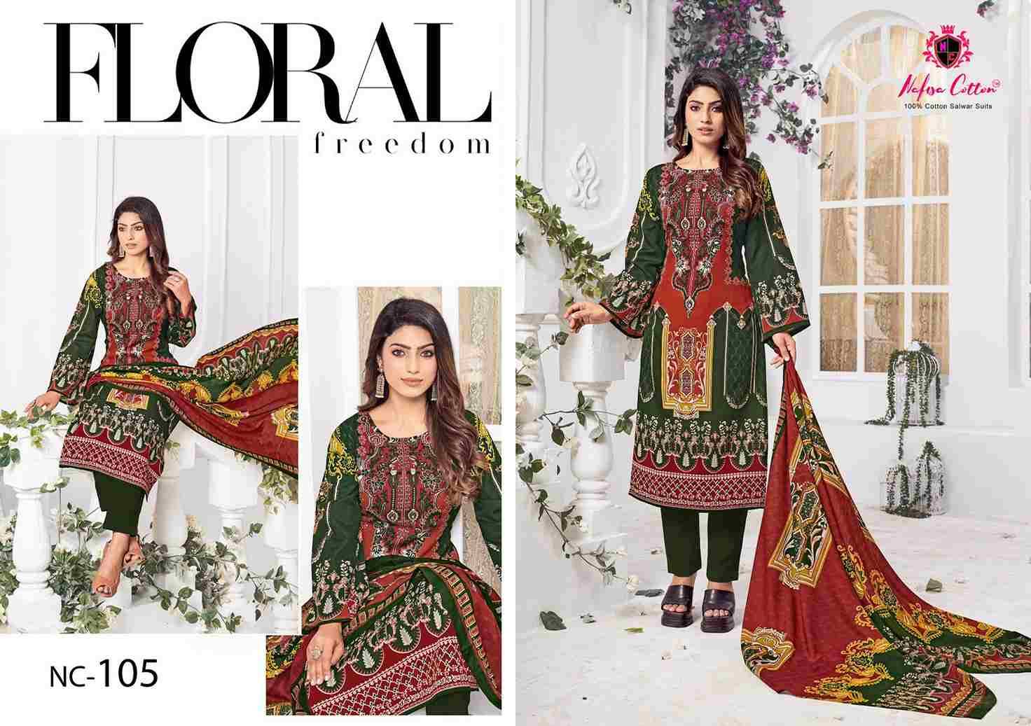 Andaaz By Nafisa Cotton 101 To 106 Series Beautiful Suits Colorful Stylish Fancy Casual Wear & Ethnic Wear Pure Cotton Print Dresses At Wholesale Price