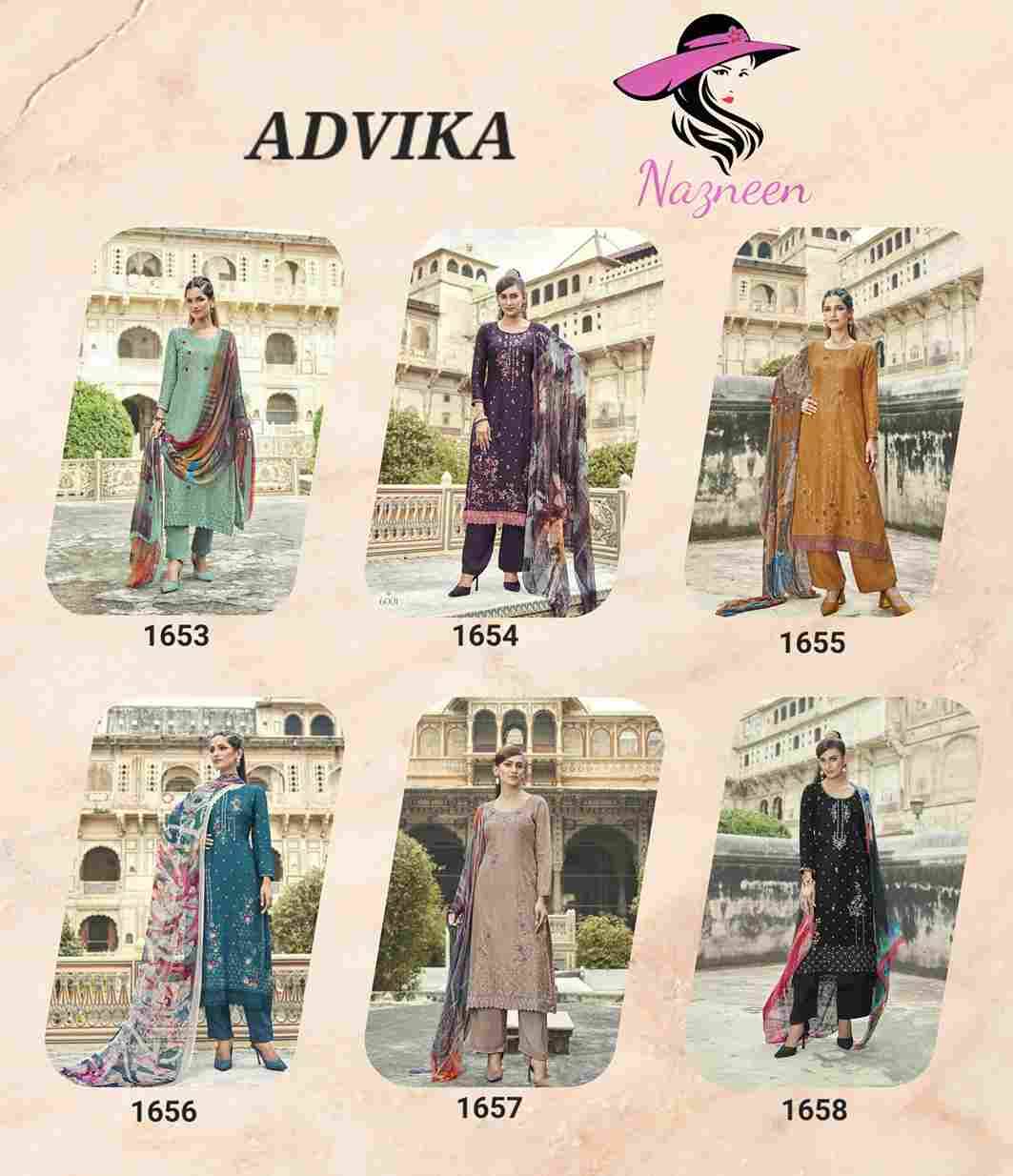 Advika By Nazneen 1653 To 1658 Series Beautiful Suits Colorful Stylish Fancy Casual Wear & Ethnic Wear Pure Bemberg Silk Jacquard Print Dresses At Wholesale Price