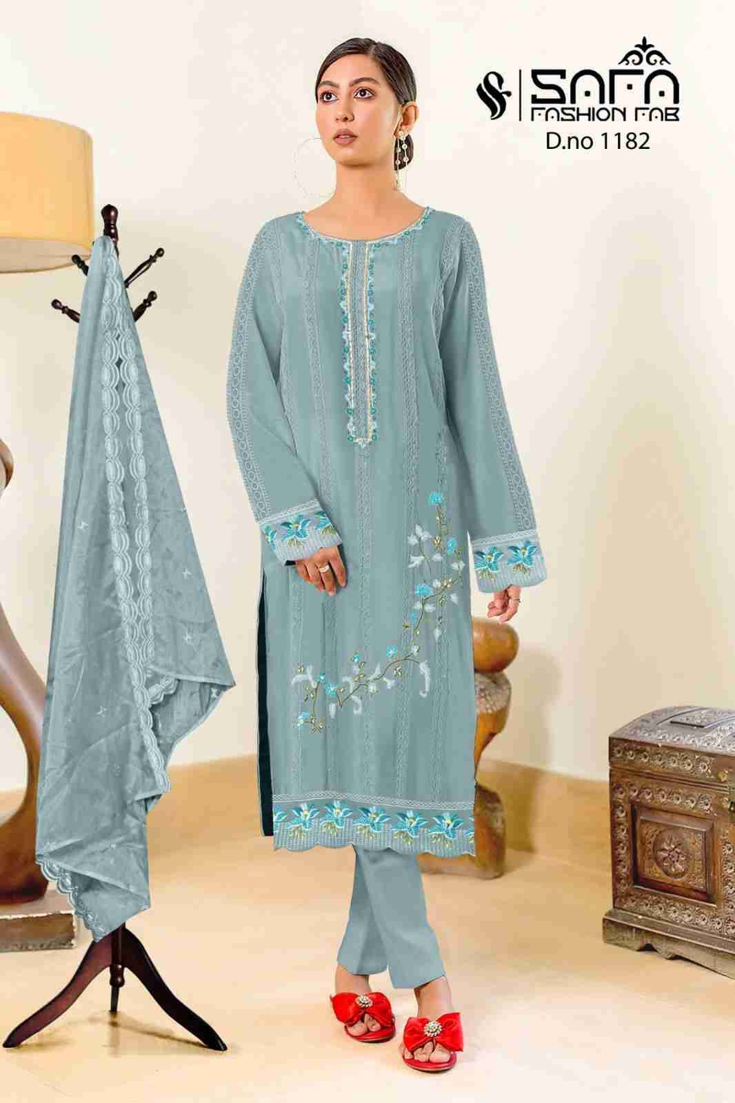 Safa 1182 Colours By Safa Fashion 1182-A To 1182-C Series Beautiful Stylish Pakistani Suits Fancy Colorful Casual Wear & Ethnic Wear & Ready To Wear Heavy Georgette Embroidered Dresses At Wholesale Price
