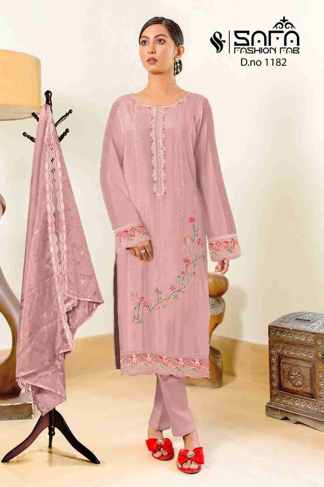 Safa 1182 Colours By Safa Fashion 1182-A To 1182-C Series Beautiful Stylish Pakistani Suits Fancy Colorful Casual Wear & Ethnic Wear & Ready To Wear Heavy Georgette Embroidered Dresses At Wholesale Price