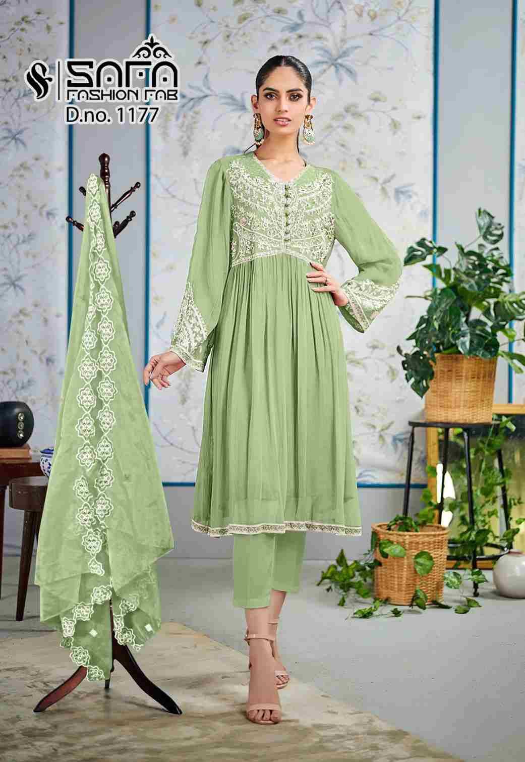 Safa 1177 Colours By Safa Fashion 1177-A To 1177-C Series Beautiful Stylish Pakistani Suits Fancy Colorful Casual Wear & Ethnic Wear & Ready To Wear Heavy Georgette Embroidered Dresses At Wholesale Price