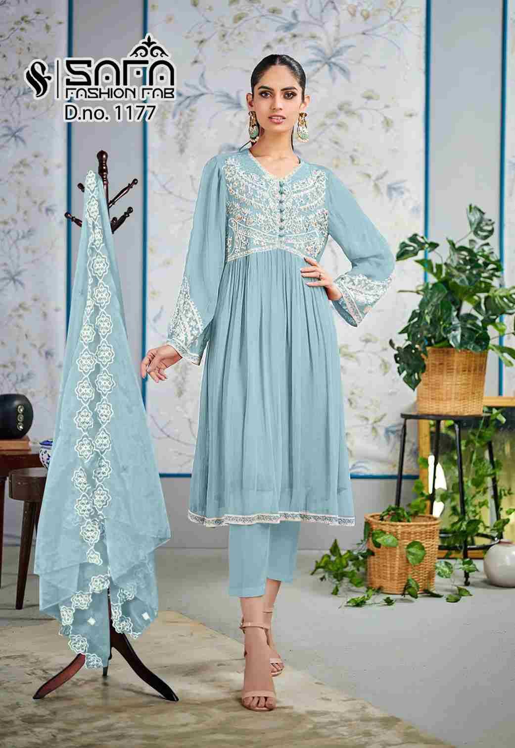 Safa 1177 Colours By Safa Fashion 1177-A To 1177-C Series Beautiful Stylish Pakistani Suits Fancy Colorful Casual Wear & Ethnic Wear & Ready To Wear Heavy Georgette Embroidered Dresses At Wholesale Price