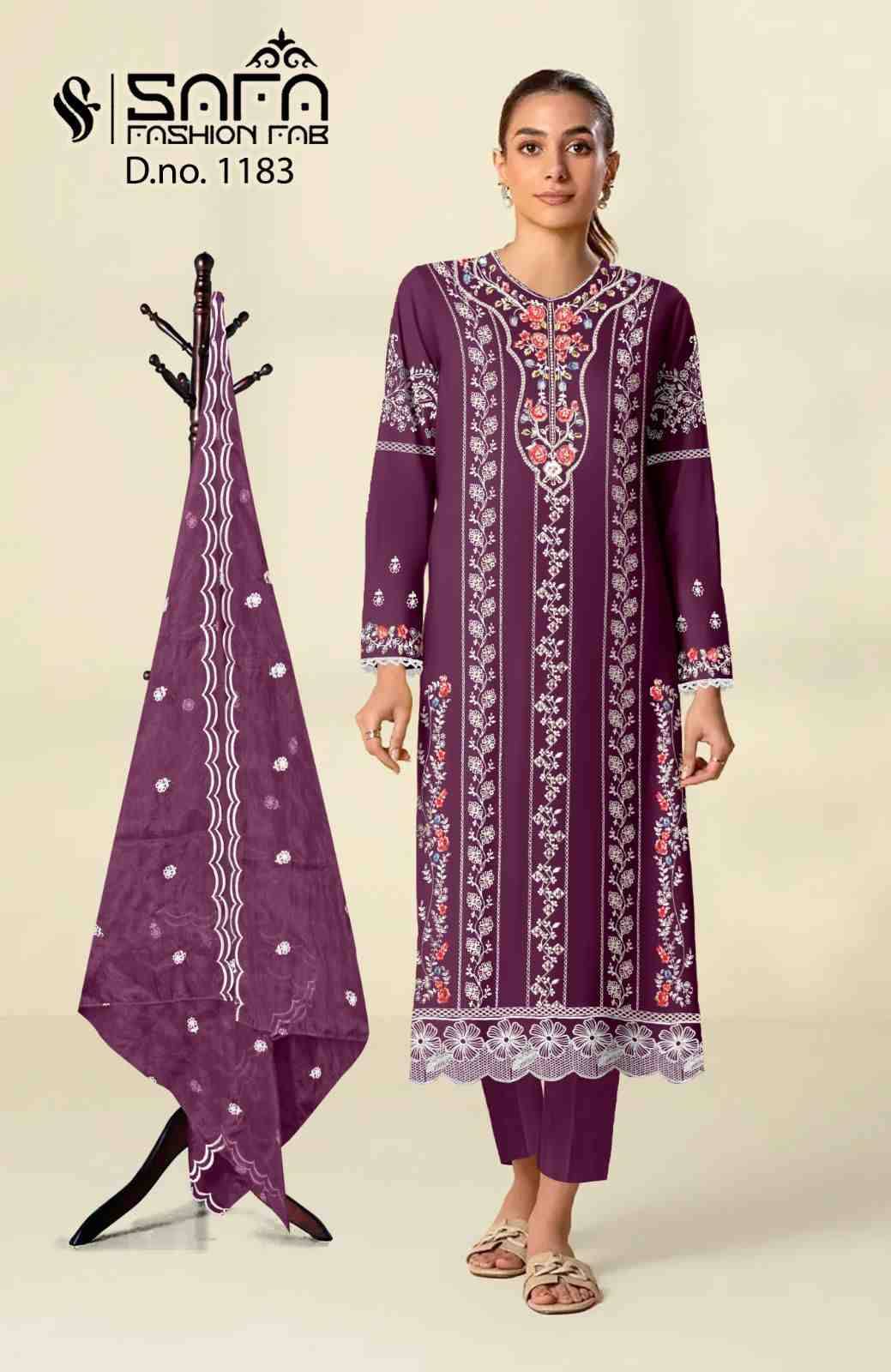 Safa 1183 Colours By Safa Fashion 1183-A To 1183-C Series Beautiful Pakistani Suits Colorful Stylish Fancy Casual Wear & Ethnic Wear Heavy Organza Embroidered Dresses At Wholesale Price