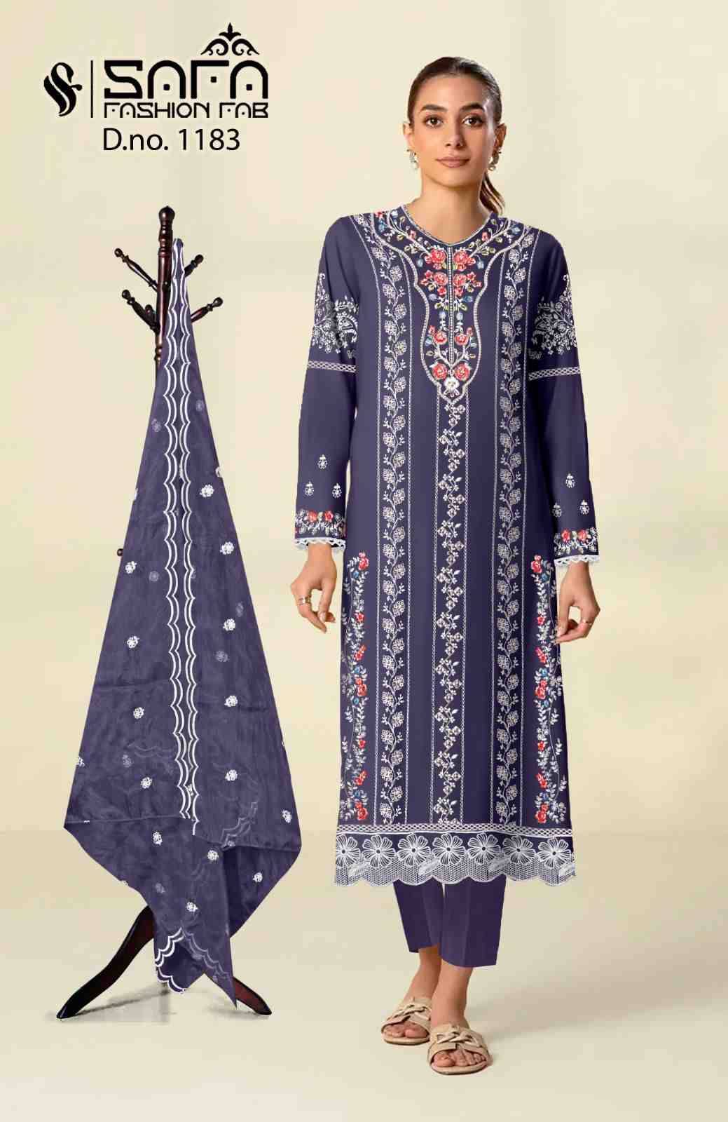 Safa 1183 Colours By Safa Fashion 1183-A To 1183-C Series Beautiful Pakistani Suits Colorful Stylish Fancy Casual Wear & Ethnic Wear Heavy Organza Embroidered Dresses At Wholesale Price
