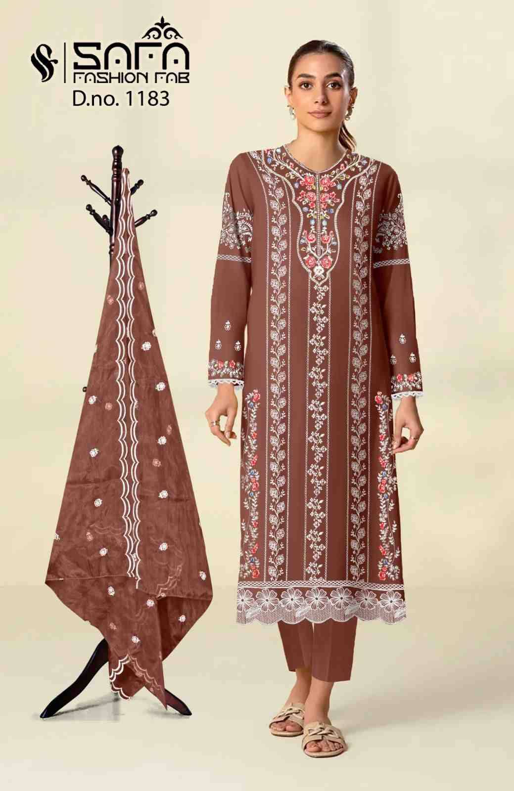 Safa 1183 Colours By Safa Fashion 1183-A To 1183-C Series Beautiful Pakistani Suits Colorful Stylish Fancy Casual Wear & Ethnic Wear Heavy Organza Embroidered Dresses At Wholesale Price