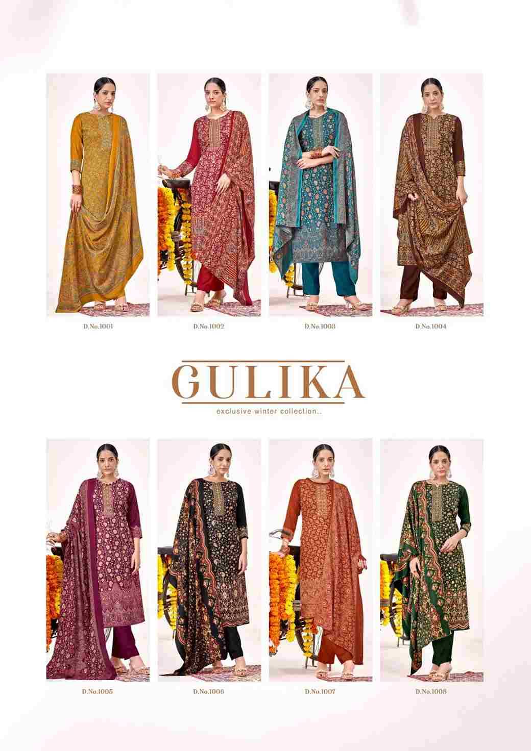Gulika By Roli Moli 1001 To 1008 Series Beautiful Stylish Festive Suits Fancy Colorful Casual Wear & Ethnic Wear & Ready To Wear Pure Pashmina Print Dresses At Wholesale Price