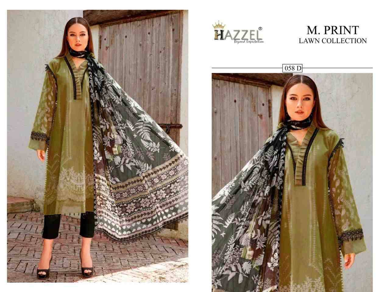 M.Print Lawn Collection By Hazzel 058-A To 058-D Series Beautiful Pakistani Suits Colorful Stylish Fancy Casual Wear & Ethnic Wear Pure Cotton Print Embroidered Dresses At Wholesale Price