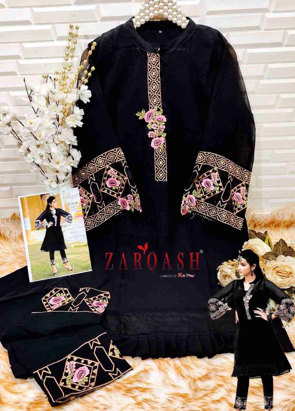 Zarqash Hit Design Z-133 Colours By Zarqash Z-133-A To Z-133-D Series Beautiful Pakistani Suits Colorful Stylish Fancy Casual Wear & Ethnic Wear Faux Georgette Dresses At Wholesale Price