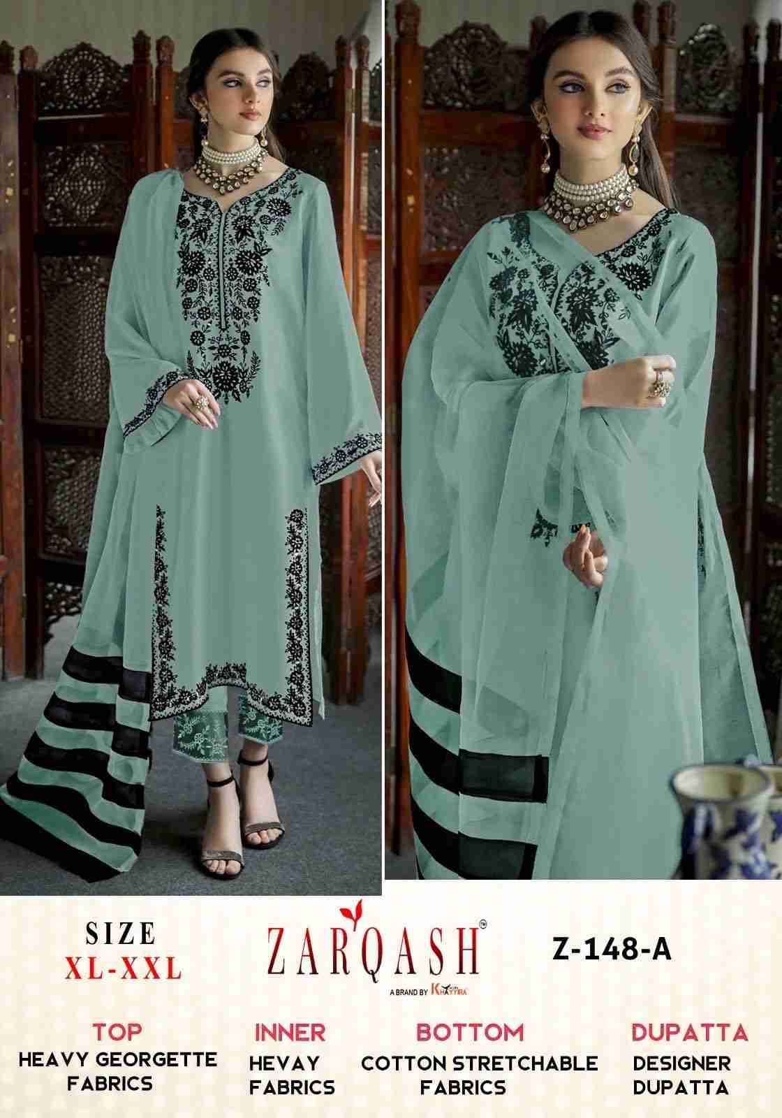 Zarqash Hit Design Z-148 Colours By Zarqash Z-148-A To Z-148-E Series Beautiful Pakistani Suits Colorful Stylish Fancy Casual Wear & Ethnic Wear Heavy Georgette Dresses At Wholesale Price
