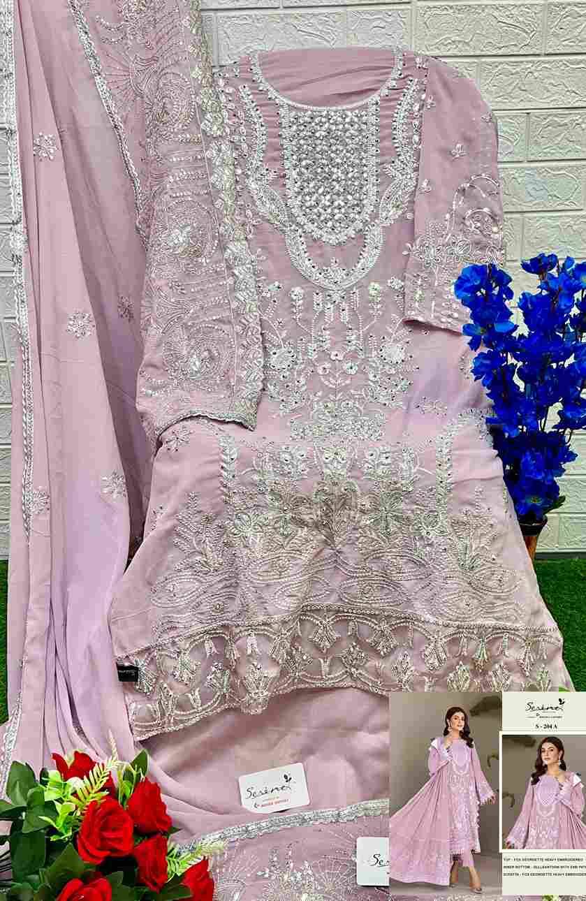 Serene Hit Design S-204 Colours By Serene S-204-A To S-204-D Series Designer Pakistani Suits Beautiful Fancy Colorful Stylish Party Wear & Occasional Wear Faux Georgette Embroidered Dresses At Wholesale Price