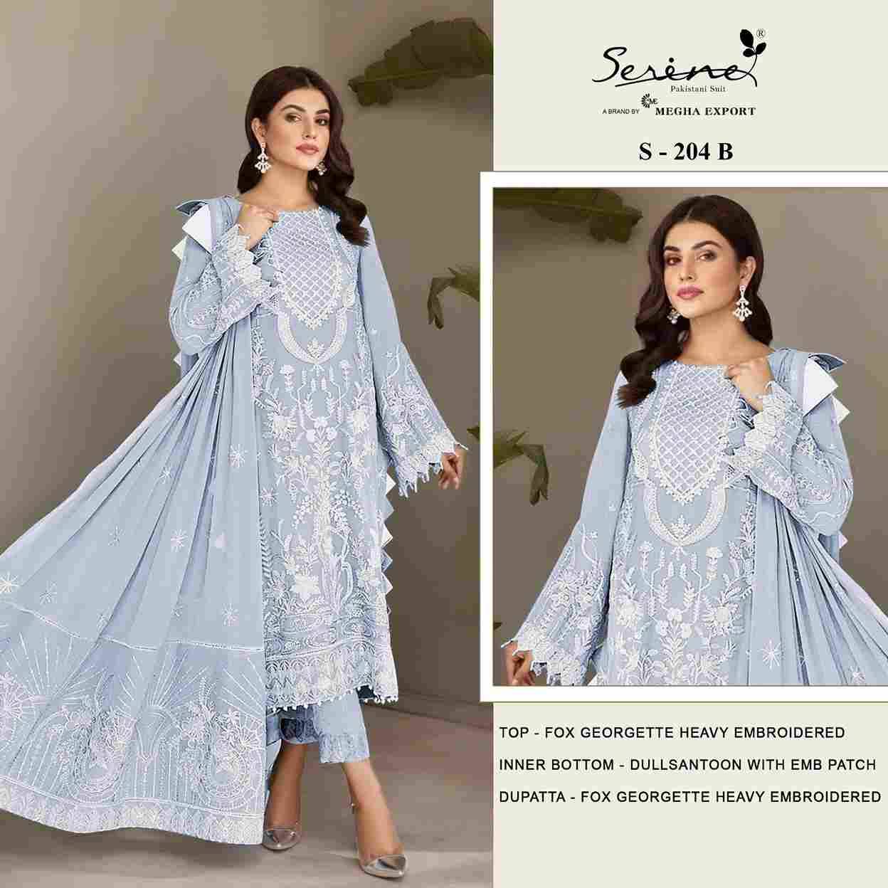 Serene Hit Design S-204 Colours By Serene S-204-A To S-204-D Series Designer Pakistani Suits Beautiful Fancy Colorful Stylish Party Wear & Occasional Wear Faux Georgette Embroidered Dresses At Wholesale Price