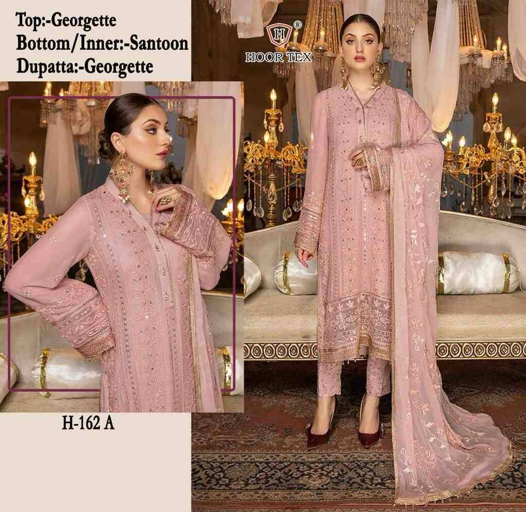 Hoor Tex Hit Design H-162 Colours By Hoor Tex H-162-A To H-162-F Series Designer Festive Pakistani Suits Collection Beautiful Stylish Fancy Colorful Party Wear & Occasional Wear Faux Georgette Embroidered Dresses At Wholesale Price