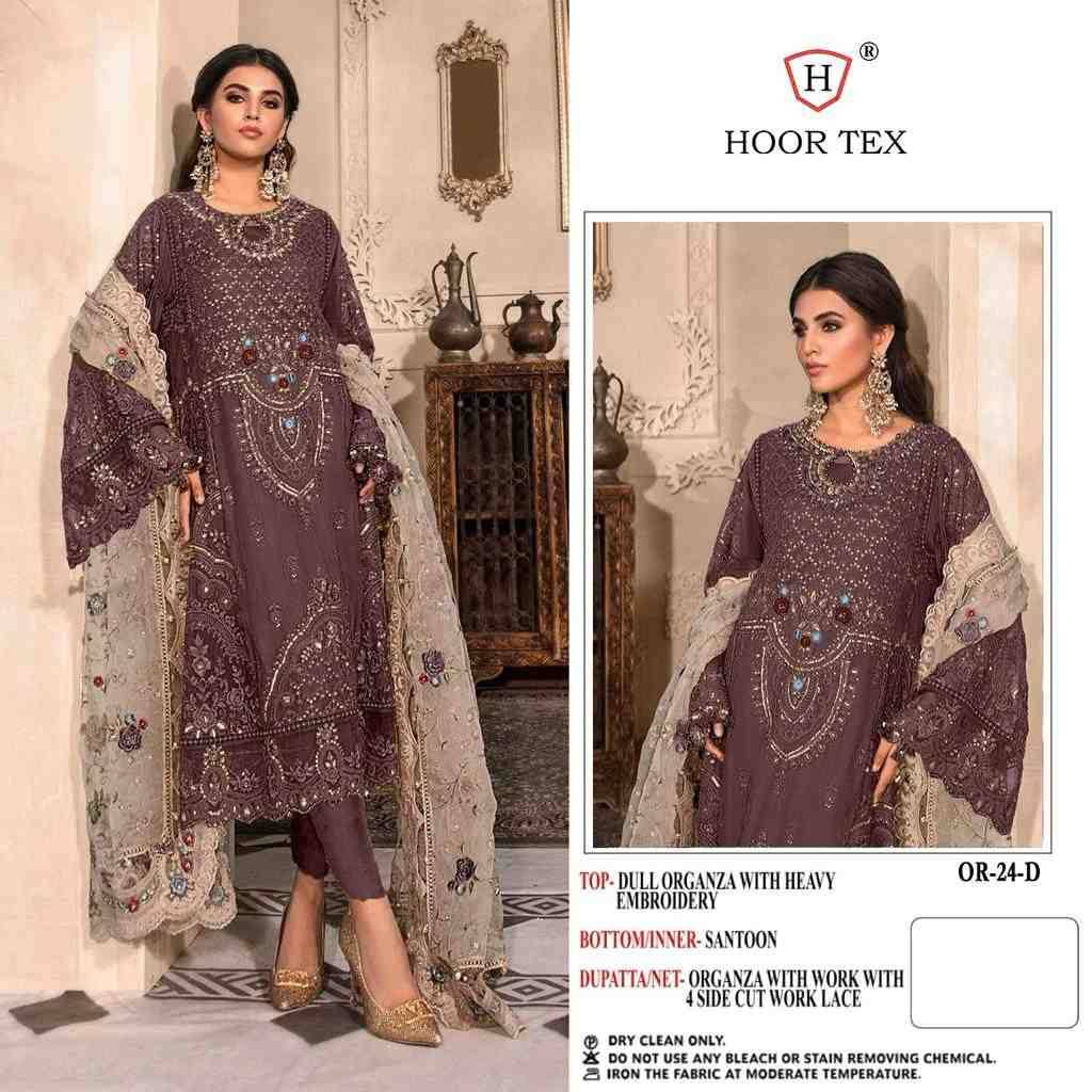 Hoor Tex Hit Design OR-24 Colours By Hoor Tex OR-24-A To OR-24-E Series Designer Pakistani Suits Collection Beautiful Stylish Fancy Colorful Party Wear & Occasional Wear Dull Organza Dresses At Wholesale Price