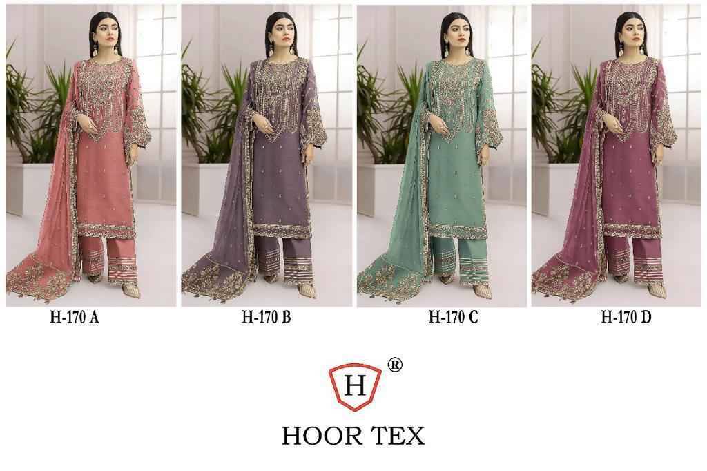 Hoor Tex Hit Design H-170 Colours By Hoor Tex H-170-A To H-170-D Series Designer Festive Pakistani Suits Collection Beautiful Stylish Fancy Colorful Party Wear & Occasional Wear Heavy Georgette Embroidered Dresses At Wholesale Price