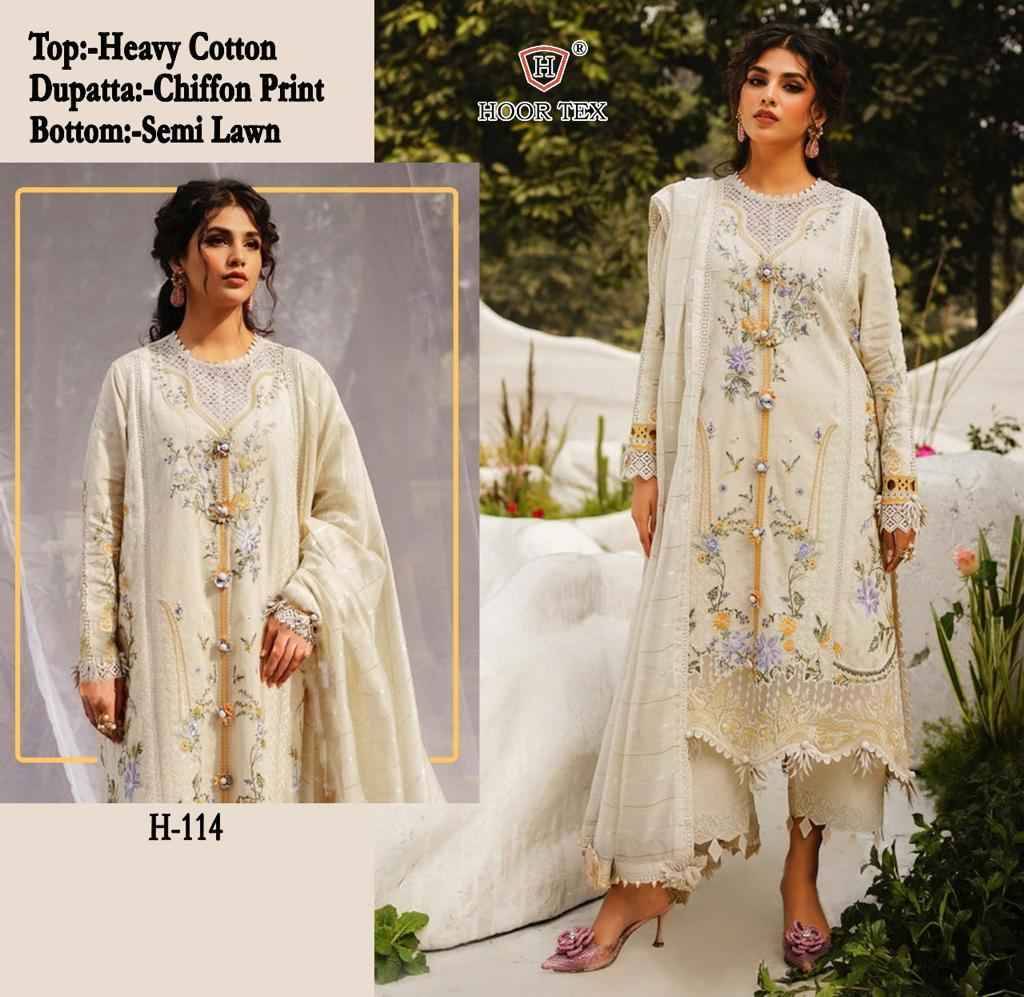 Hoor Tex Hit Design H-114 By Hoor Tex Designer Festive Pakistani Suits Collection Beautiful Stylish Fancy Colorful Party Wear & Occasional Wear Heavy Cotton Embroidered Dresses At Wholesale Price