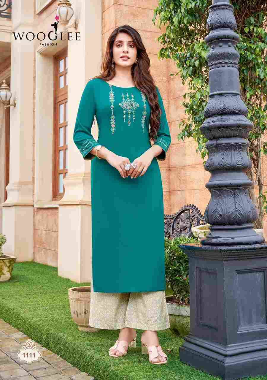 Celebration Vol-17 By Wooglee 1107 To 1112 Series Designer Festive Suits Collection Beautiful Stylish Fancy Colorful Party Wear & Occasional Wear Rayon Embroidered Kurtis With Bottom At Wholesale Price