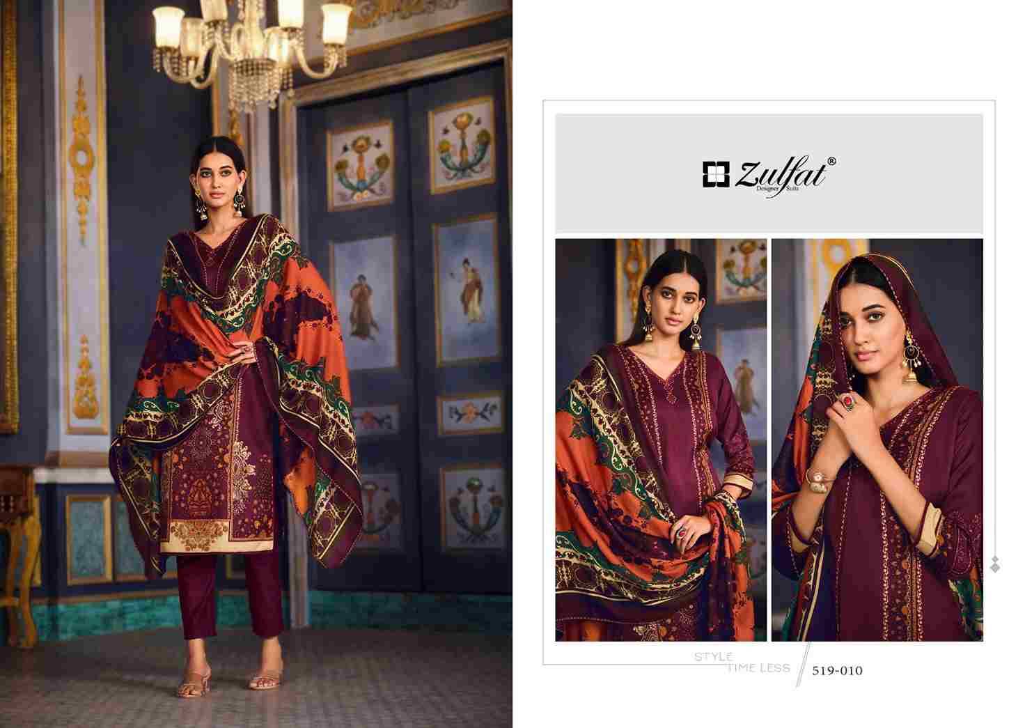 Firdaus By Zulfat 519-001 To 519-010 Series Designer Festive Suits Collection Beautiful Stylish Fancy Colorful Party Wear & Occasional Wear Pure Pashmina With Patch Work Dresses At Wholesale Price