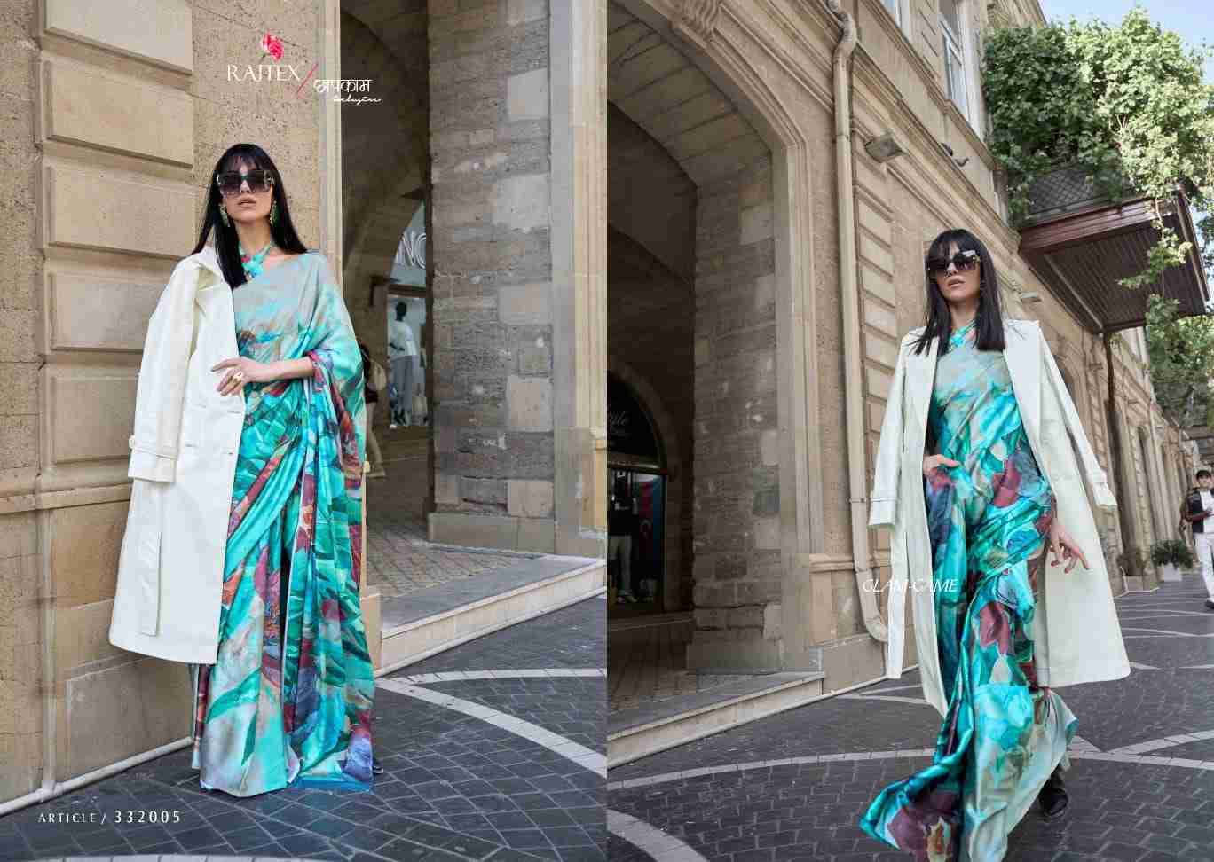 Klora By Raj Tex 332001 To 332010 Series Indian Traditional Wear Collection Beautiful Stylish Fancy Colorful Party Wear & Occasional Wear Satin Crepe Sarees At Wholesale Price