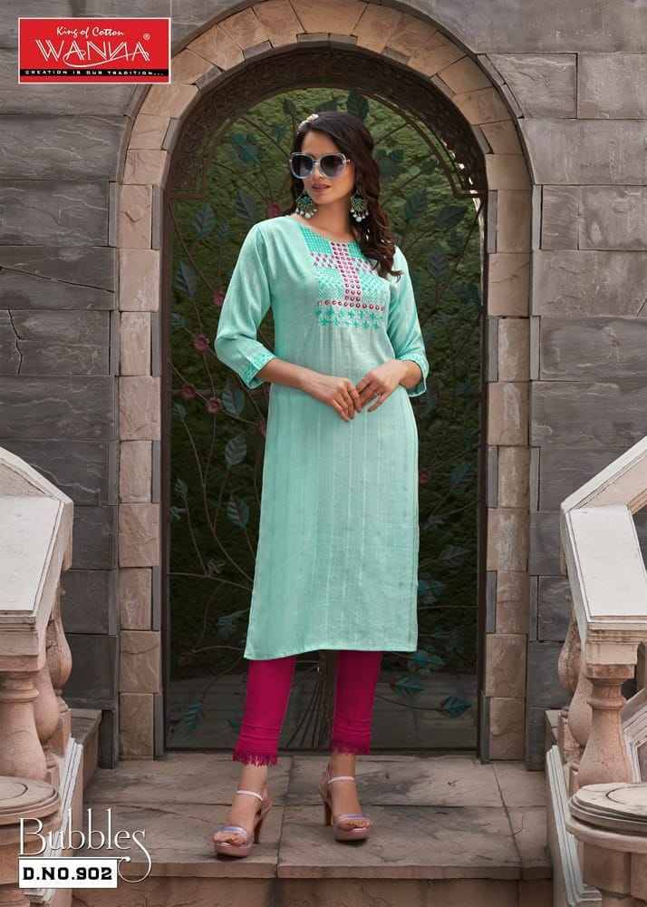 Bubbles By Wanna 901 To 908 Series Designer Festive Suits Collection Beautiful Stylish Fancy Colorful Party Wear & Occasional Wear Viscose Rayon Embroidered Kurtis With Bottom At Wholesale Price