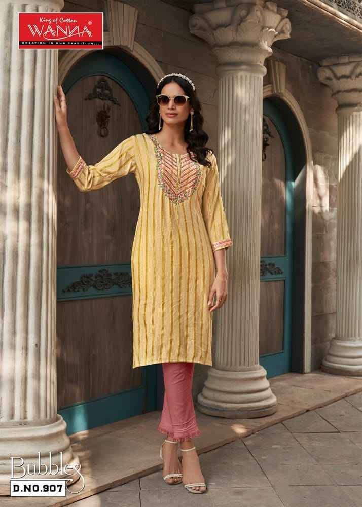 Bubbles By Wanna 901 To 908 Series Designer Festive Suits Collection Beautiful Stylish Fancy Colorful Party Wear & Occasional Wear Viscose Rayon Embroidered Kurtis With Bottom At Wholesale Price