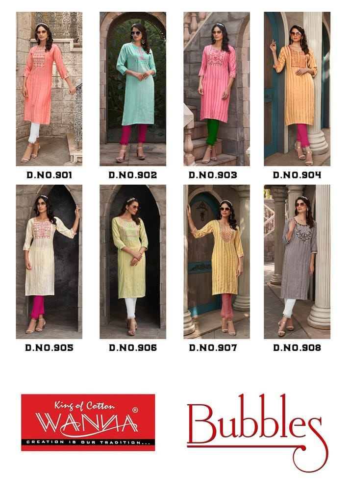 Bubbles By Wanna 901 To 908 Series Designer Festive Suits Collection Beautiful Stylish Fancy Colorful Party Wear & Occasional Wear Viscose Rayon Embroidered Kurtis With Bottom At Wholesale Price