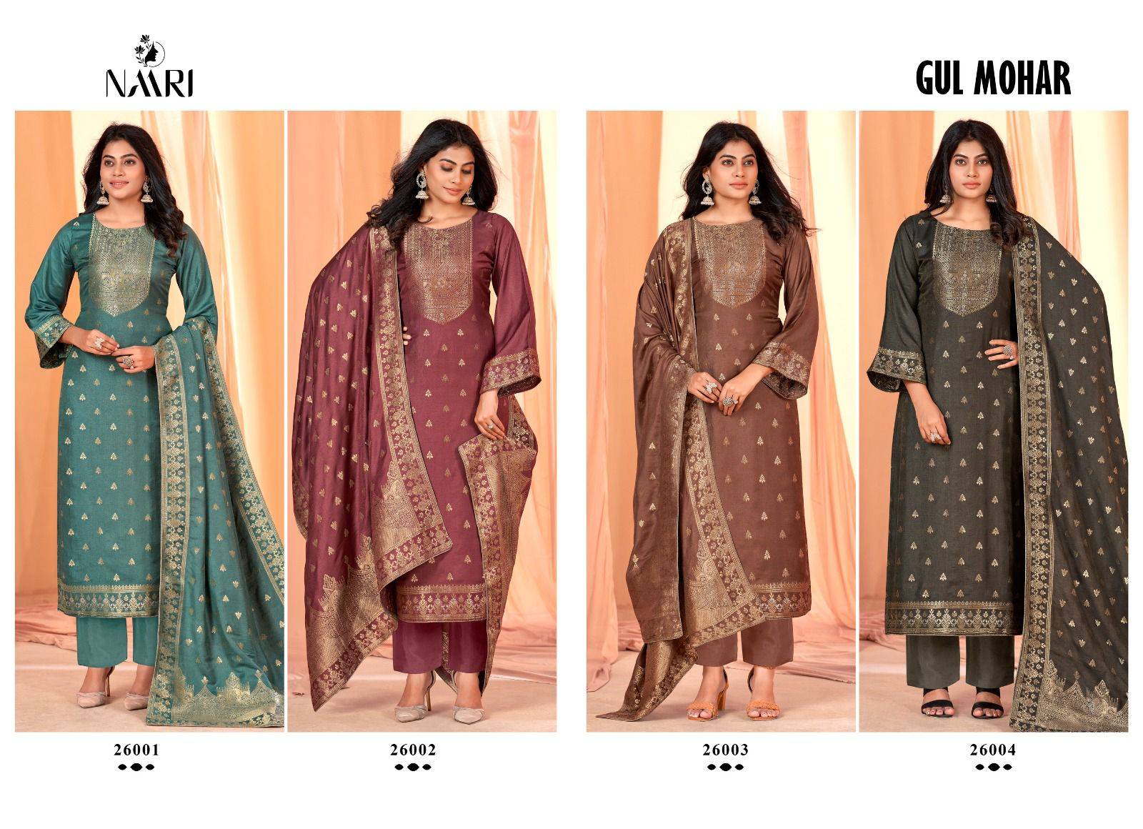 Gul Mohar By Naari 26001 To 26004 Series Designer Festive Suits Beautiful Stylish Fancy Colorful Party Wear & Occasional Wear Pure Viscose Pashmina Jacquard Dresses At Wholesale Price