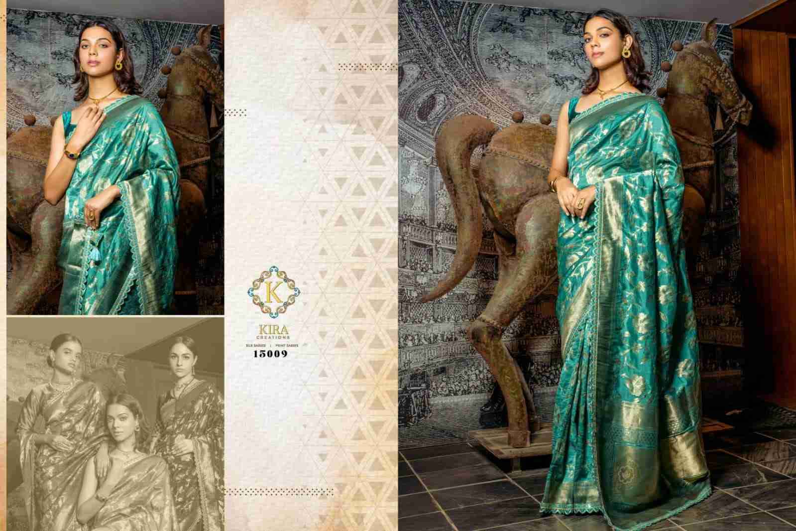 Kosa Silk By Kira 15000 To 15009 Series Indian Traditional Wear Collection Beautiful Stylish Fancy Colorful Party Wear & Occasional Wear Silk Sarees At Wholesale Price