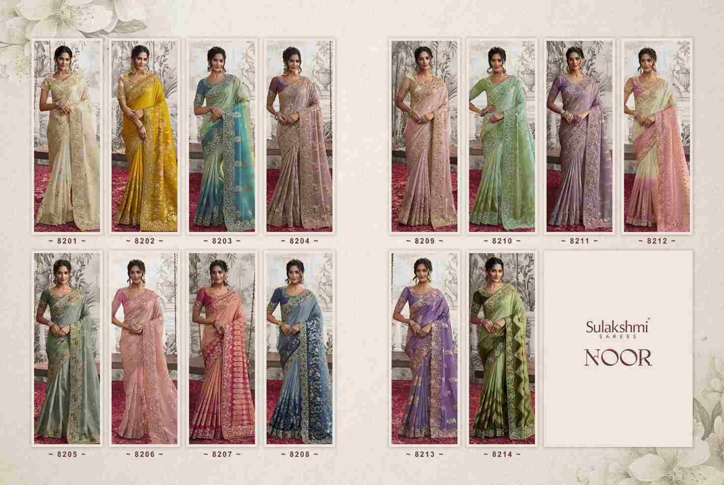 Noor By Sulakshmi 8201 To 8214 Series Indian Traditional Wear Collection Beautiful Stylish Fancy Colorful Party Wear & Occasional Wear Silk Sarees At Wholesale Price