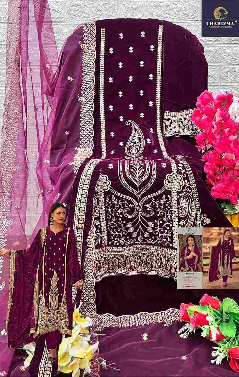 Charizma 146 Colours By Charizma Fashion 146-A To 146-D Series Beautiful Pakistani Suits Colorful Stylish Fancy Casual Wear & Ethnic Wear Velvet Embroidered Dresses At Wholesale Price