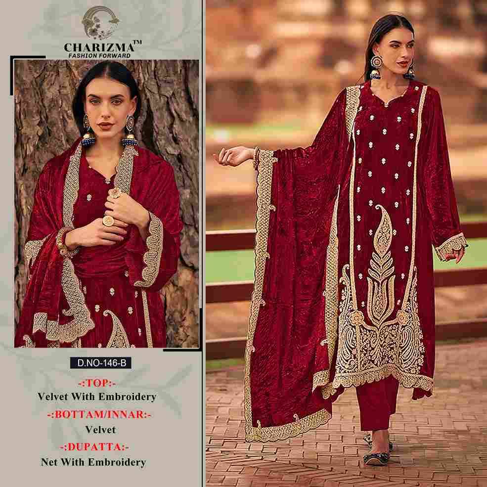 Charizma 146 Colours By Charizma Fashion 146-A To 146-D Series Beautiful Pakistani Suits Colorful Stylish Fancy Casual Wear & Ethnic Wear Velvet Embroidered Dresses At Wholesale Price