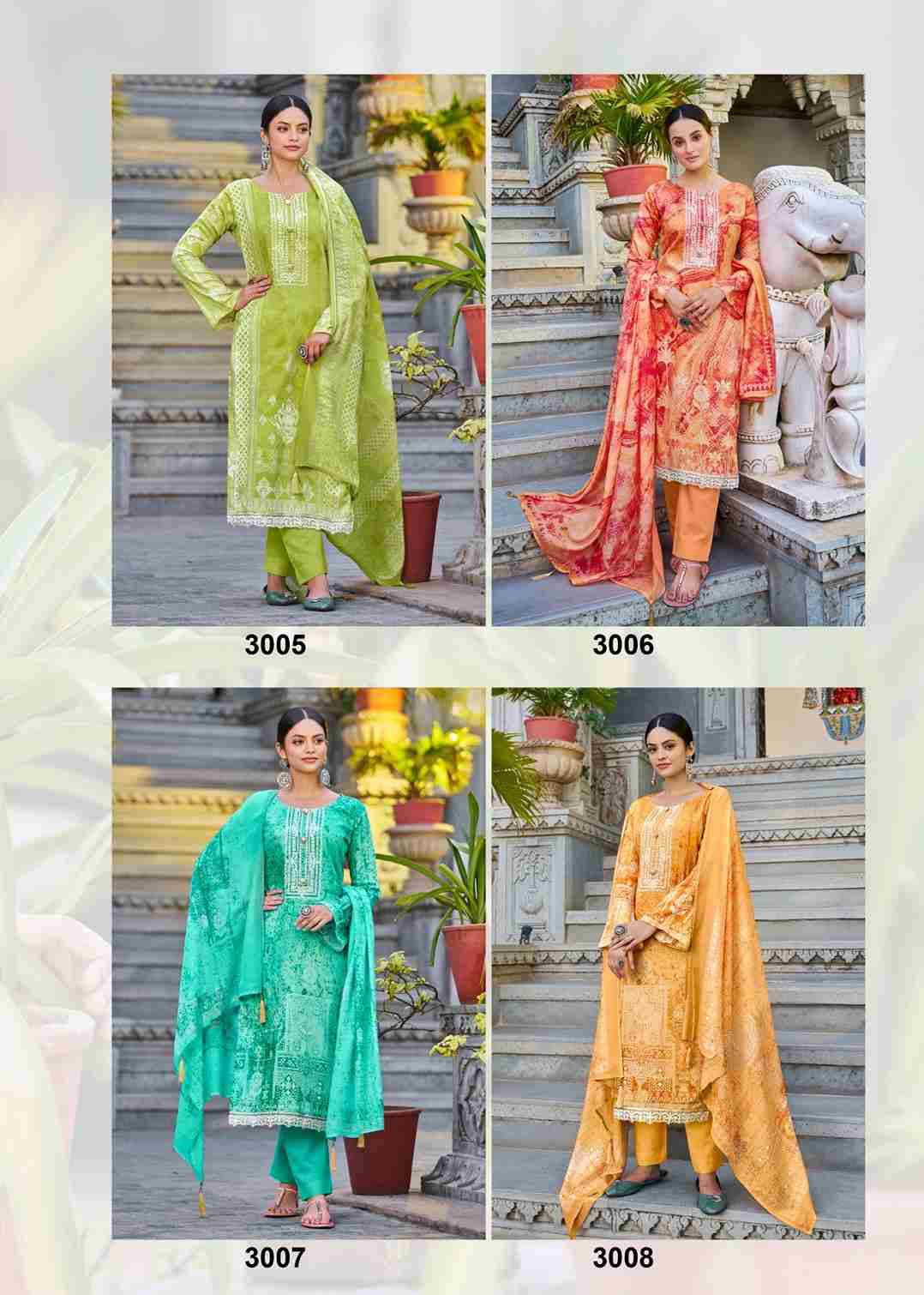 Aza Vol-3 By Hermitage 3001 To 3008 Series Beautiful Festive Suits Stylish Fancy Colorful Casual Wear & Ethnic Wear Pure Cotton Satin Dresses At Wholesale Price