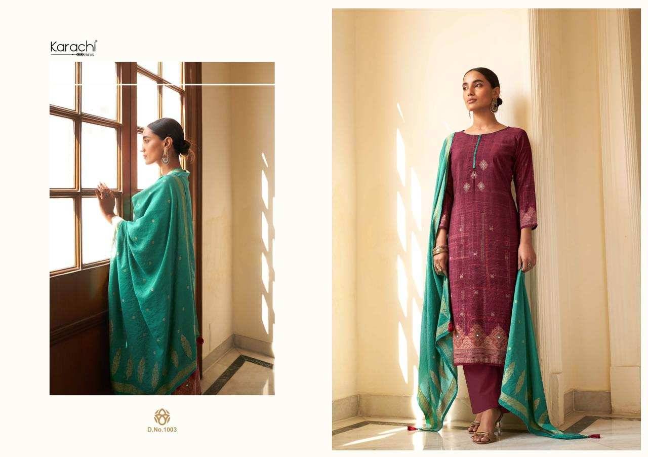 Poshak By Karachi Prints 1001 To 1006 Series Beautiful Stylish Festive Suits Fancy Colorful Casual Wear & Ethnic Wear & Ready To Wear Pure Muslin Silk Dresses At Wholesale Price