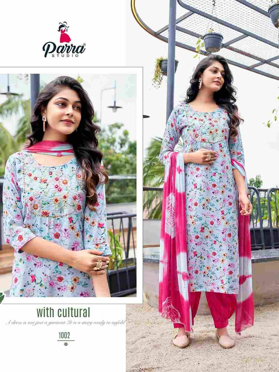 Sofiya By Parra Studio 1001 To 1007 Series Beautiful Festive Suits Colorful Stylish Fancy Casual Wear & Ethnic Wear Muslin Digital Print Dresses At Wholesale Price