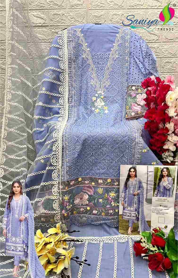 Adan Libas Chikankari Vol-14 By Saniya Trendz 4001 To 4003 Series Designer Pakistani Suits Beautiful Stylish Fancy Colorful Party Wear & Occasional Wear Pure Cotton Embroidered Dresses At Wholesale Price