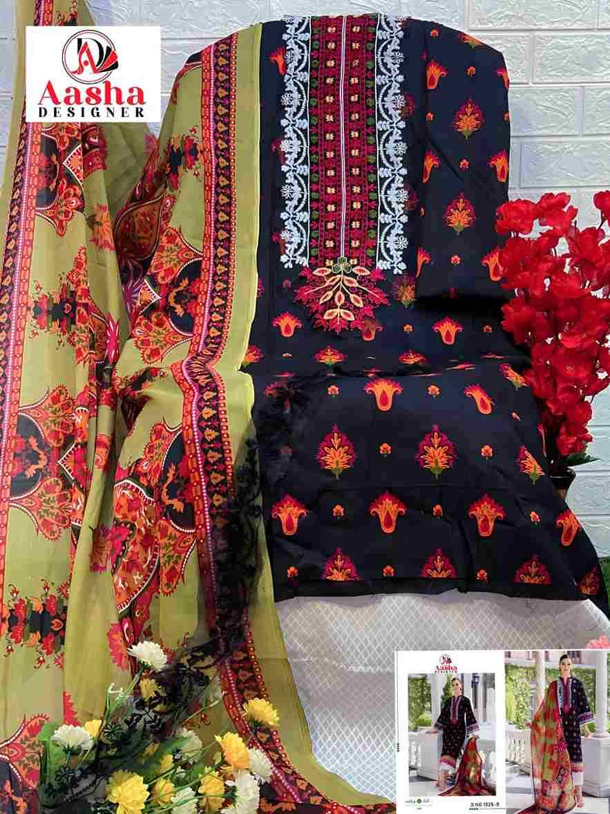 M Prints Vol-7 By Aasha Designer 1025-A To 1025-B Series Beautiful Stylish Pakistani Suits Fancy Colorful Casual Wear & Ethnic Wear & Ready To Wear Pure Cotton Embroidery Dresses At Wholesale Price