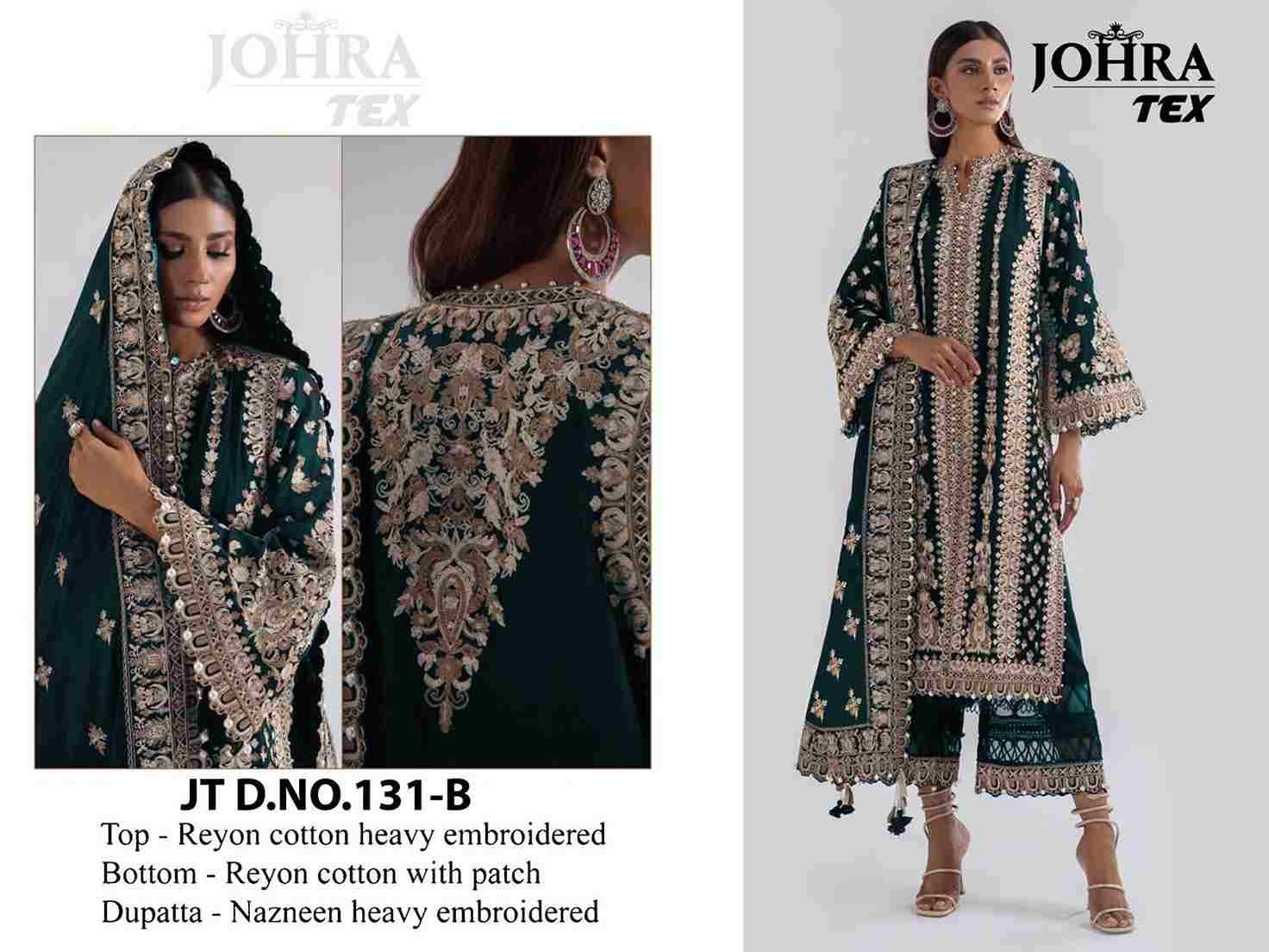 Johra Hit Design 131-B By Johra Tex Designer Pakistani Suits Beautiful Stylish Fancy Colorful Party Wear & Occasional Wear Rayon Cotton Embroidered Dresses At Wholesale Price