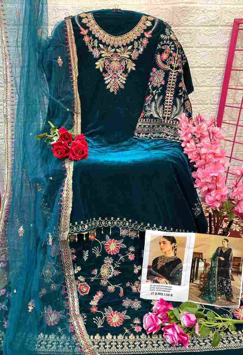 Johra Hit Design 130-B By Johra Tex Designer Pakistani Suits Beautiful Stylish Fancy Colorful Party Wear & Occasional Wear Velvet Embroidered Dresses At Wholesale Price