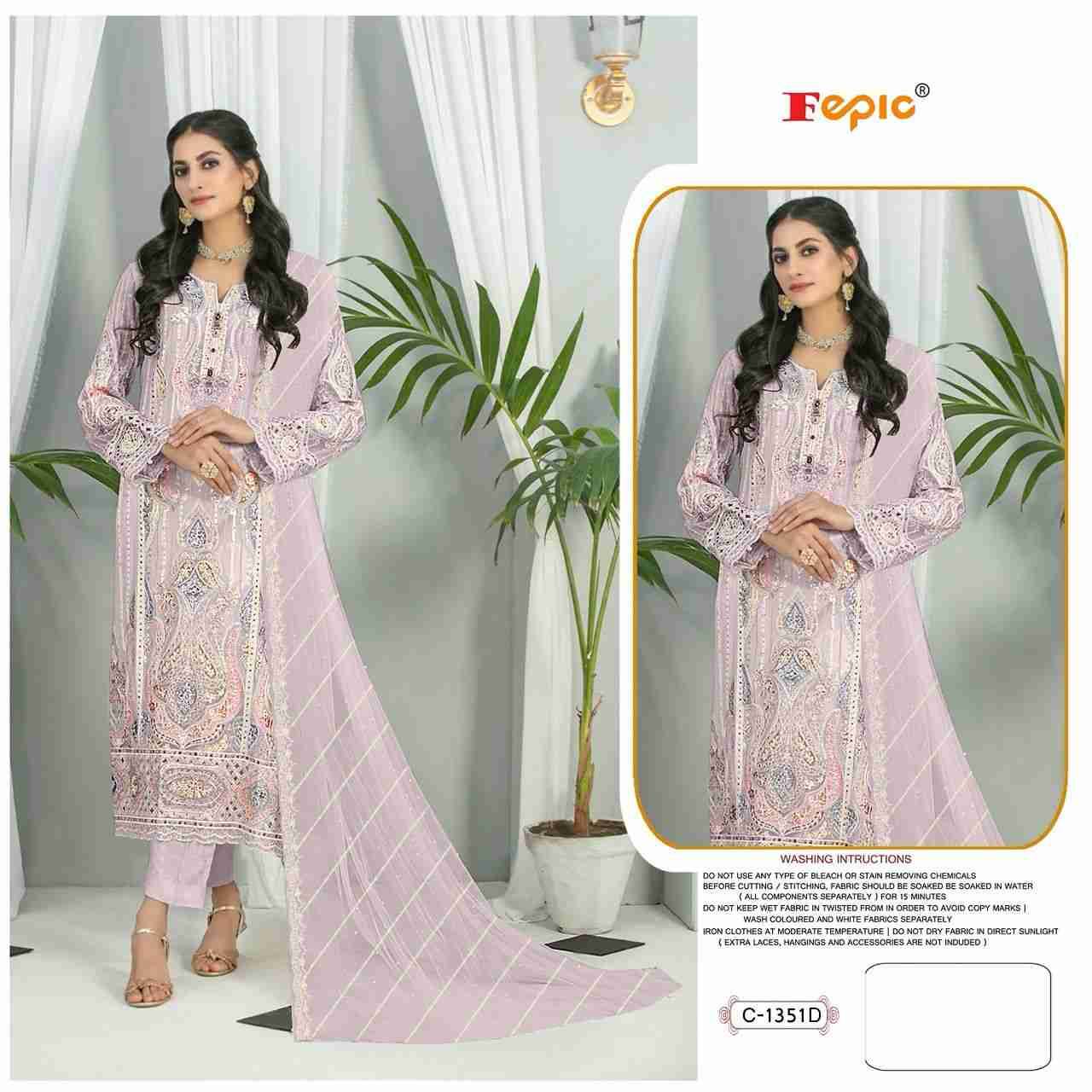 Fepic 1351 Colours By Fepic 1351-C To 1351-F Series Beautiful Pakistani Suits Stylish Fancy Colorful Party Wear & Occasional Wear Organza Embroidered Dresses At Wholesale Price