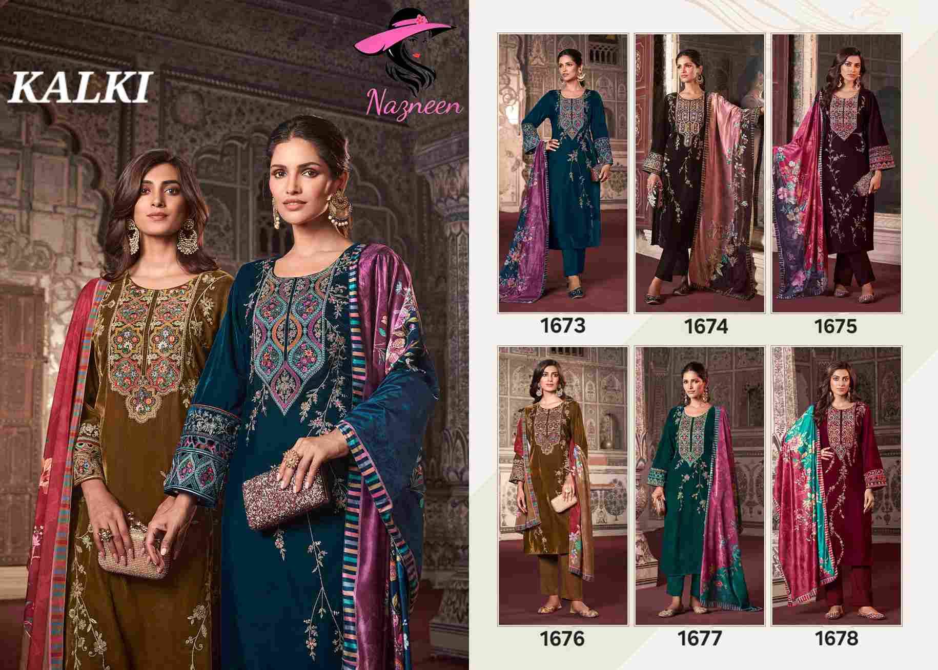 Kalki By Nazneen 1673 To 1678 Series Beautiful Festive Suits Stylish Fancy Colorful Casual Wear & Ethnic Wear Velvet Dresses At Wholesale Price