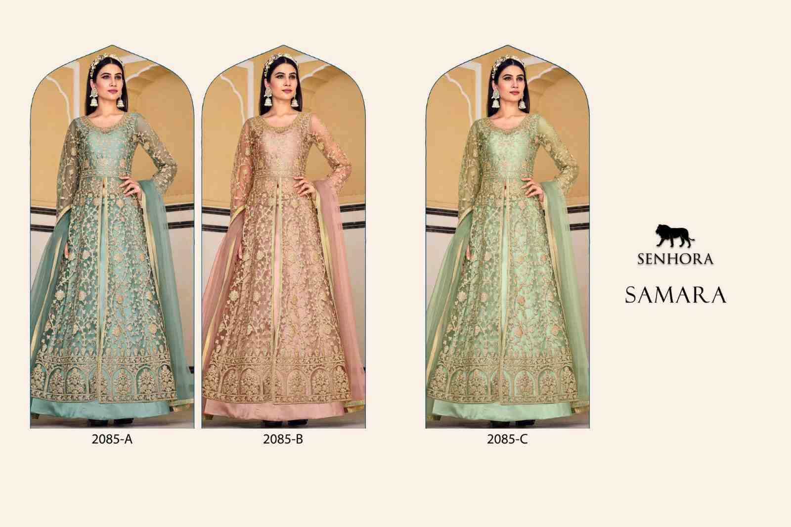 Samara 2085 Colours By Senhora Dresses 2085-A To 2085-C Series Beautiful Suits Colorful Stylish Fancy Casual Wear & Ethnic Wear Pure Net Dresses At Wholesale Price
