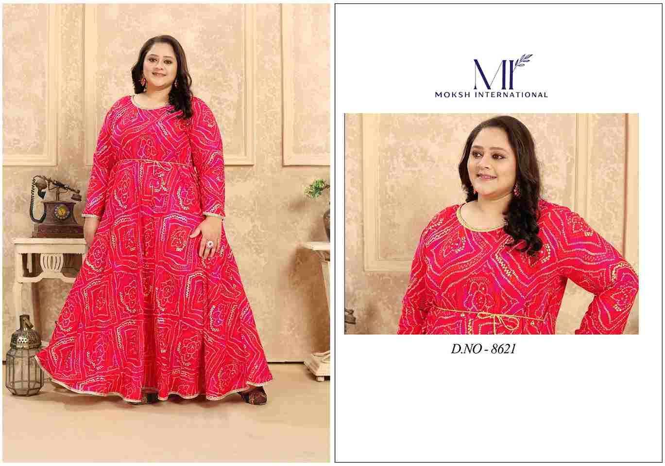 Plus Size Vol-1 By Moksh International 8621 To 8624 Series Designer Stylish Fancy Colorful Beautiful Party Wear & Ethnic Wear Collection Premium Rayon Gowns At Wholesale Price