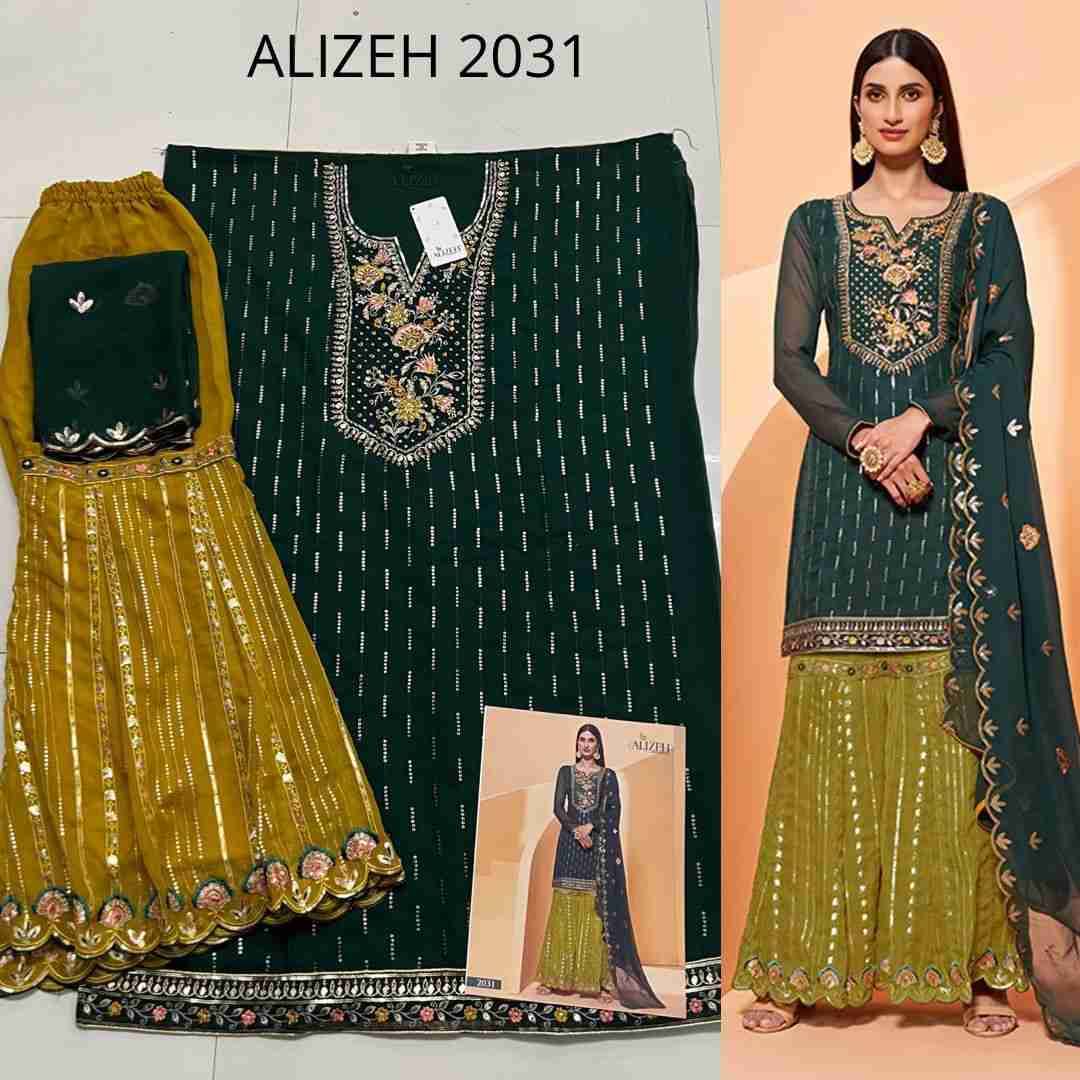 Alizeh Hit Design 2031 By Alizeh Sharara Suits Beautiful Fancy Colorful Stylish Party Wear & Occasional Wear Georgette Embroidered Dresses At Wholesale Price