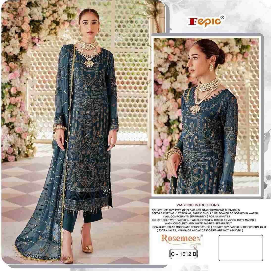 Fepic 1612 Colours By Fepic 1612-A To 1612-C Series Beautiful Pakistani Suits Stylish Fancy Colorful Party Wear & Occasional Wear Georgette Embroidered Dresses At Wholesale Price