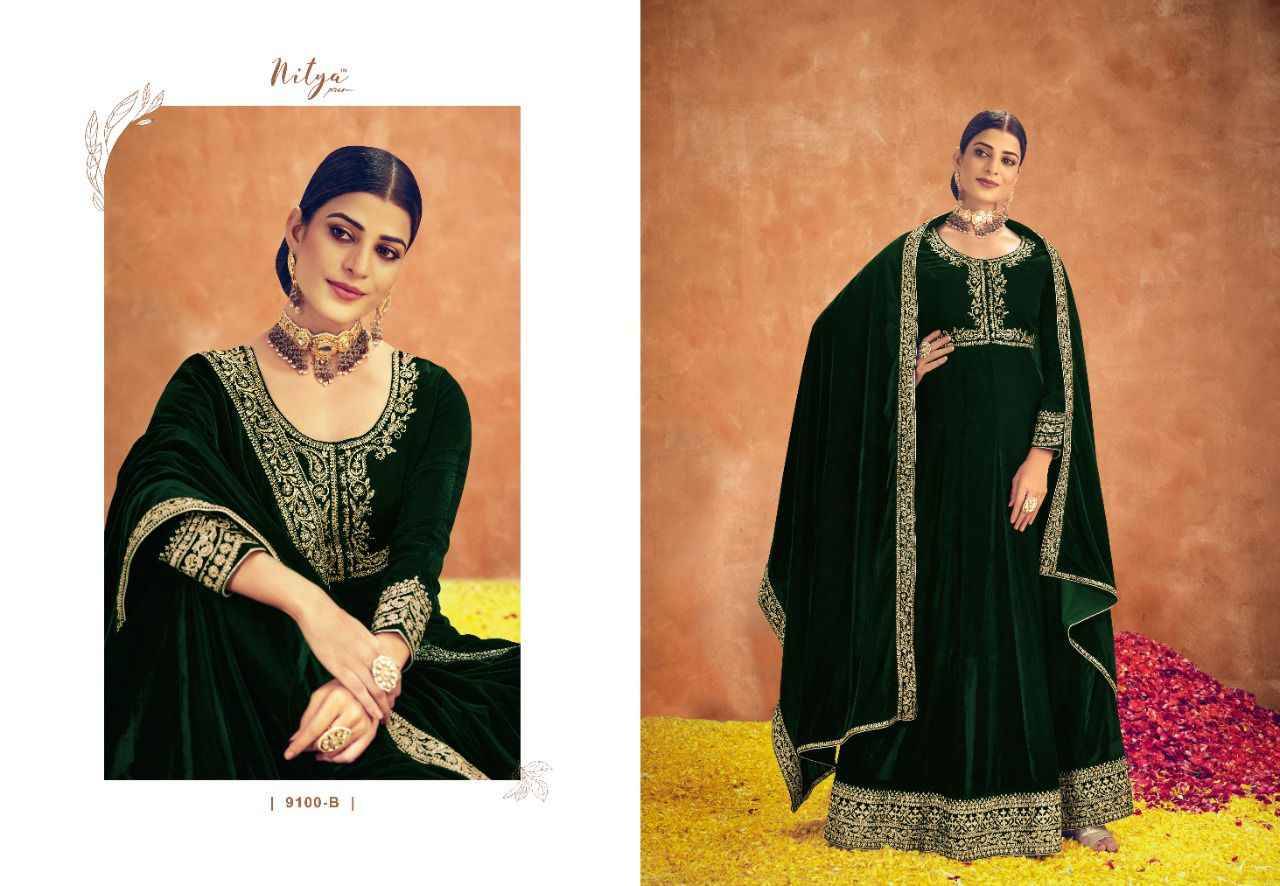 Parisha By Lt Fabrics 9100-A To 9100-E Series Beautiful Anarkali Suits Stylish Fancy Colorful Party Wear & Occasional Wear Velvet Dresses At Wholesale Price