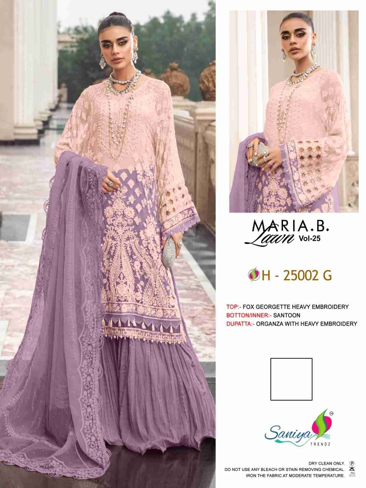 Maria.B. Lawn Vol-25 By Saniya Trendz 25002-D To 25002-G Series Beautiful Pakistani Suits Colorful Stylish Fancy Casual Wear & Ethnic Wear Faux Georgette Embroidered Dresses At Wholesale Price
