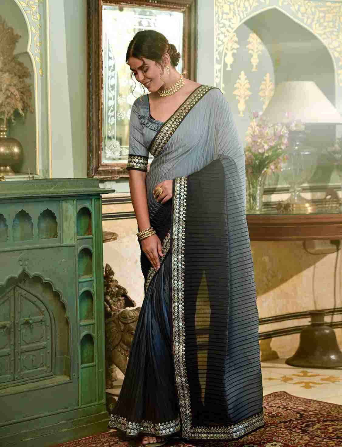 Maniya By Fashid Wholesale 01 To 07 Series Indian Traditional Wear Collection Beautiful Stylish Fancy Colorful Party Wear & Occasional Wear Chinnon Silk Sarees At Wholesale Price
