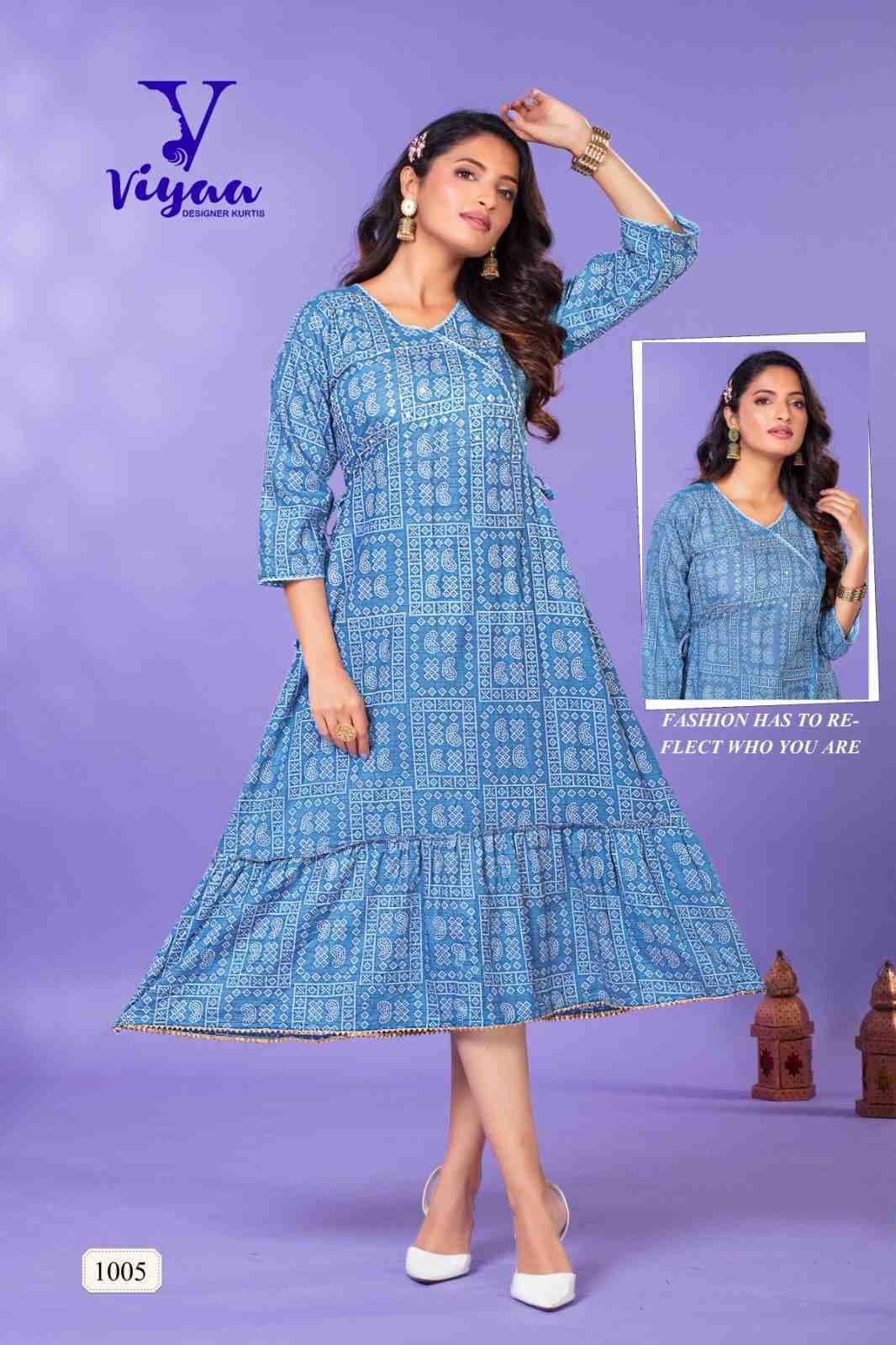 Starbucks Vol-1 By Viyaa Designer 1001 To 1006 Series Designer Festive Suits Collection Beautiful Stylish Fancy Colorful Party Wear & Occasional Wear Pure Rayon Kurtis At Wholesale Price