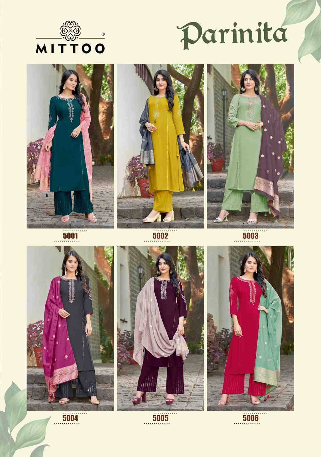 Parinita By Mittoo 5001 To 5006 Series Designer Stylish Fancy Colorful Beautiful Party Wear & Ethnic Wear Collection Rayon Embroidered Dresses At Wholesale Price