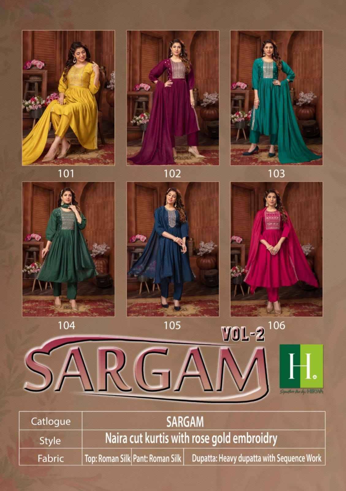 Sargam Vol-2 By Hirwa 101 To 106 Series Designer Stylish Fancy Colorful Beautiful Party Wear & Ethnic Wear Collection Pure Silk Dresses At Wholesale Price